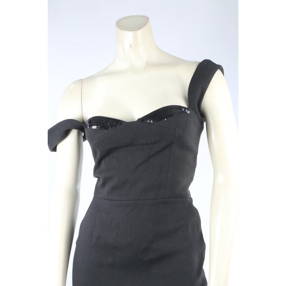 Victoria Beckham Black Sleeveless Fitted Midi Sheath Dress Size 2 - Picture 9 of 16